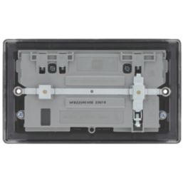 British General Nexus Metal 13A 2-Gang SP Switched Socket + 3A 45W 2-Outlet Type A & C USB Charger Matt Black with Black Inserts