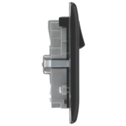 British General Nexus Metal 13A 2-Gang SP Switched Socket + 3A 45W 2-Outlet Type A & C USB Charger Matt Black with Black Inserts