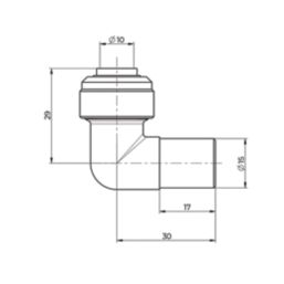 ETAL  Brass Push-Fit Reducing 90° Stem Elbow F 10mm x M 15mm 2 Pack