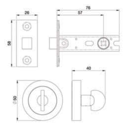 Smith & Locke Matt Black Mortice Latch & Thumbturn Set 76mm Case - 57mm Backset
