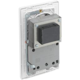 British General Evolve 2-Gang Dual Voltage Shaver Socket 115/240V Pearlescent White with White Inserts