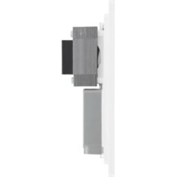 British General Evolve 2-Gang Dual Voltage Shaver Socket 115/240V Pearlescent White with White Inserts