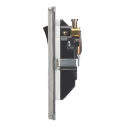 Contactum Lyric 13A 2-Gang DP Switched Socket Outlet Brushed Steel  with White Inserts