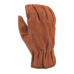 Stanley Split Cowhide Leather Driver Gloves Brown Large