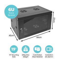 Labgear 6U Wall Data Cabinet  600mm x 370mm