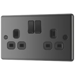 LAP  13A 2-Gang SP Switched Plug Sockets Black Nickel  with Black Inserts 5 Pack