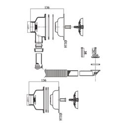 1.5/2 Bowl Kitchen Sink Waste Kit Polished Stainless Steel 114mm