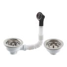 1.5/2 Bowl Kitchen Sink Waste Kit Polished Stainless Steel 114mm