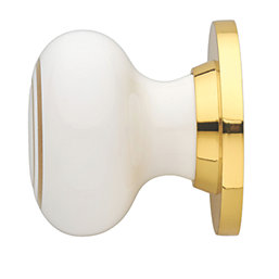 Designer Levers  Door Knob on Brass Base 60mm Pair White