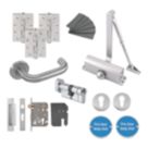 Smith & Locke  Fire Rated Euro Sashlock Lever on Rose Door Kit Set Satin Silver