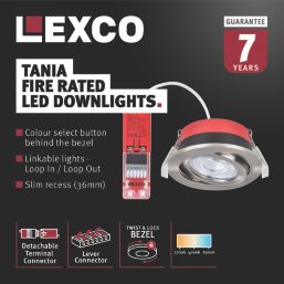 Lexco Tania Tilt  Fire Rated LED Downlight Brushed Nickel 6W 600lm