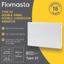 Flomasta 700mm x 700mm 4614BTU White Type 22 Convector Radiator
