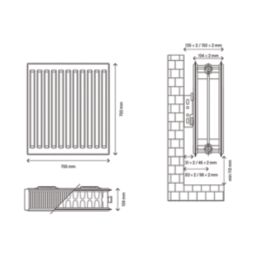 Flomasta 700mm x 700mm 4614BTU White Type 22 Convector Radiator
