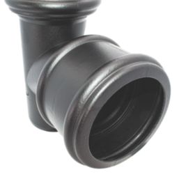 FloPlast Cast Iron Effect Push-Fit 92.5° Double Socket Branch Black 110mm