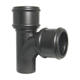 FloPlast Cast Iron Effect Push-Fit 92.5° Double Socket Branch Black 110mm