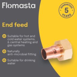 Flomasta  Copper End Feed Straight Tap Connector 15mm x 1/2"