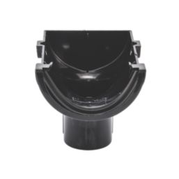 FloPlast MiniFlo uPVC Half Round Stop End Outlet Black 76mm x 50mm