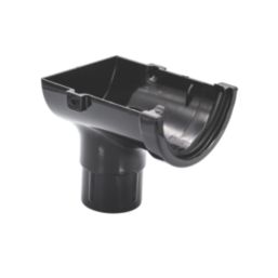 FloPlast MiniFlo uPVC Half Round Stop End Outlet Black 76mm x 50mm