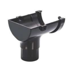 FloPlast MiniFlo uPVC Half Round Stop End Outlet Black 76mm x 50mm