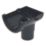 FloPlast MiniFlo uPVC Half Round Stop End Outlet Black 76mm x 50mm