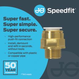 JG Speedfit  Brass Push-Fit Adapting Male Cylinder Coupler 15mm x 1/2"