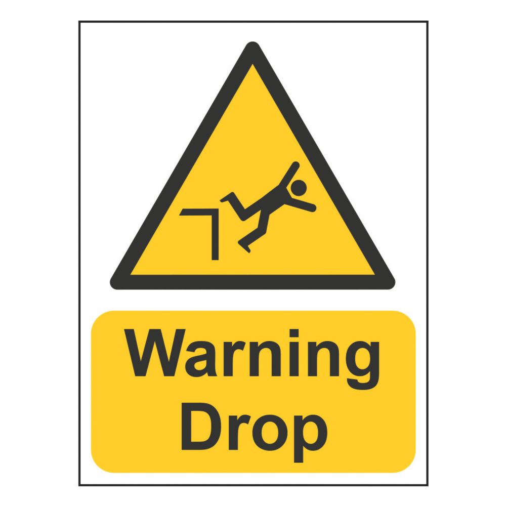Essentials "Warning Drop" Sign 200mm x 150mm - Screwfix