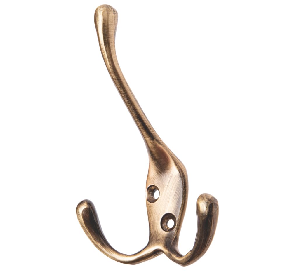 Smith & Locke Tri Hook Antique Brass 105mm | Coat Hooks | Screwfix.ie