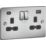Knightsbridge  13A 2-Gang SP Switched Socket + 4.0A 20W 2-Outlet Type A & C USB Charger Polished Chrome with Black Inserts