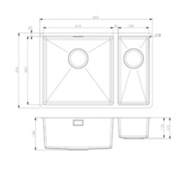 Carysil SR1021LH 1.5 Bowl Stainless Steel Kitchen Sink 660mm x 440mm
