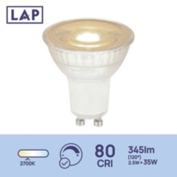 LAP Wide Beam Angle  GU10 LED Light Bulb 345lm 2.5W 5 Pack
