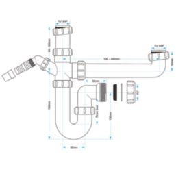 Viva WTBNH01 Adjustable 1.5 Bowl Single-Appliance 40mm Sink P Trap Kit