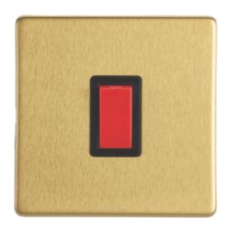 Contactum Lyric 32A 1-Gang DP Control Switch Brushed Brass  with Black Inserts