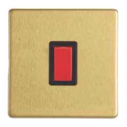Contactum Lyric 32A 1-Gang DP Control Switch Brushed Brass  with Black Inserts