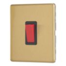 Contactum Lyric 32A 1-Gang DP Control Switch Brushed Brass  with Black Inserts