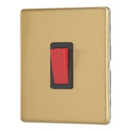 Contactum Lyric 32A 1-Gang DP Control Switch Brushed Brass  with Black Inserts