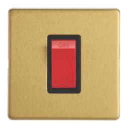 Contactum Lyric 45A 1-Gang DP Control Switch Brushed Brass  with Black Inserts