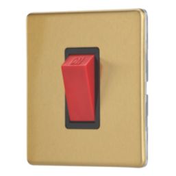 Contactum Lyric 45A 1-Gang DP Control Switch Brushed Brass  with Black Inserts