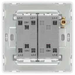 British General Evolve 20A 16AX 3-Gang 2-Way Light Switch  Brushed Steel