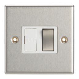 Contactum iConic 13A Switched Fused Spur  Brushed Steel with White Inserts