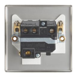 Contactum iConic 13A Switched Fused Spur  Brushed Steel with White Inserts