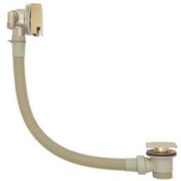 Highlife Bathrooms  Brushed Brass Square Head Bath Overflow Filler Tap  With Clicker Waste