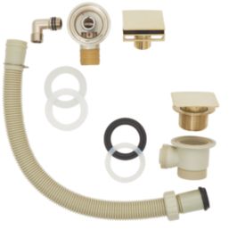 Highlife Bathrooms  Brushed Brass Square Head Bath Overflow Filler Tap  With Clicker Waste