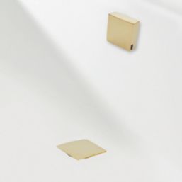 Highlife Bathrooms  Brushed Brass Square Head Bath Overflow Filler Tap  With Clicker Waste