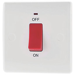 British General 800 Series 45A 1-Gang DP Cooker Switch White with LED
