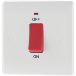 British General 800 Series 45A 1-Gang DP Cooker Switch White with LED