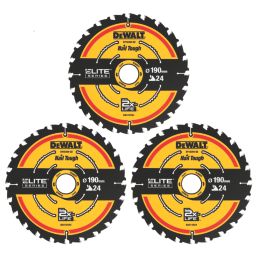 DEWALT  Wood Extreme Circular Saw Blades 190mm x 30mm 24T 3 Pack