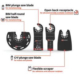 Einhell  49708204 Multi-Material Multi-Tool Accessory Kit 4 Pieces
