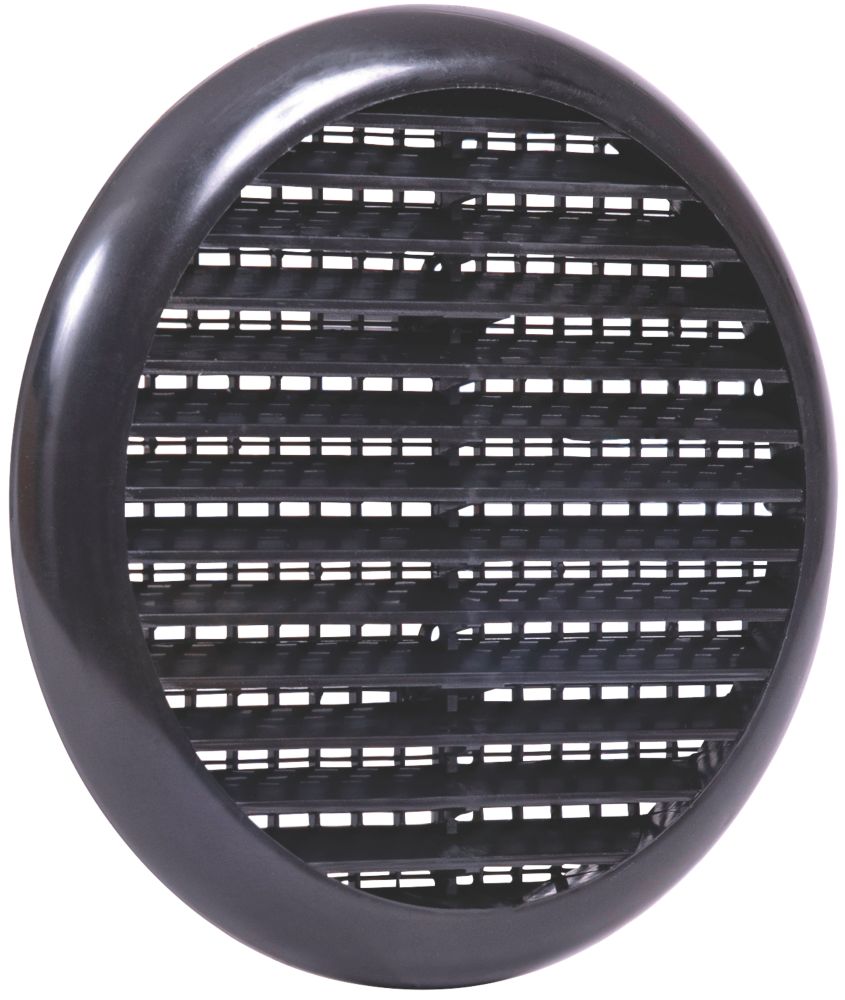 Map Vent Fixed Louvre Vent with Flyscreen Black 145mm x 145mm Screwfix