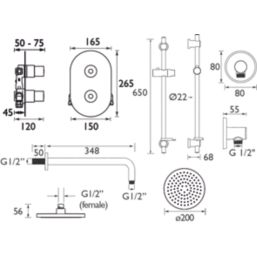 Bristan Aspen Rear-Fed Concealed Chrome Thermostatic Mixer Shower