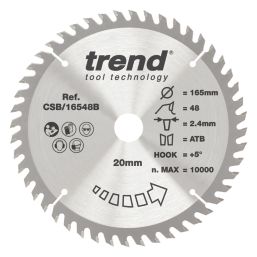 Trend CSB/16548B Wood Plunge Saw Blade 165mm x 20mm 48T